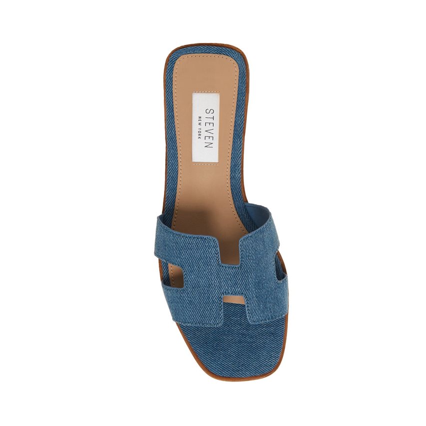 Blue Steve Madden Hadyn Denim Fabric Women's Slides | PH 4819CEM